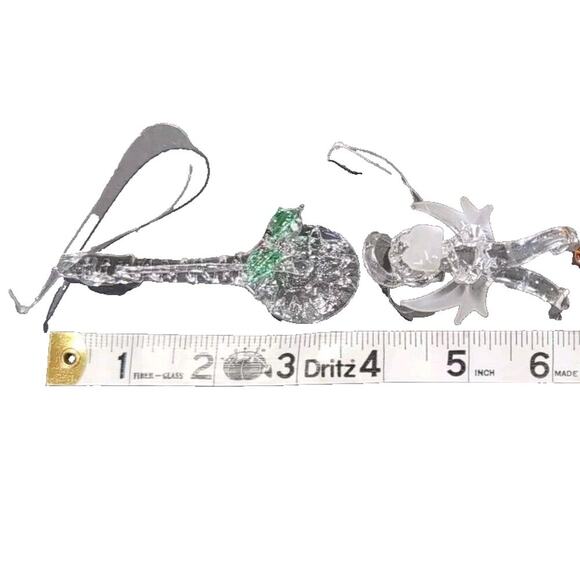 VTG Christmas Ornaments 5 pc Spun Frosted Glass Angel Deer Snowman Candle Banjo - Picture 7 of 10